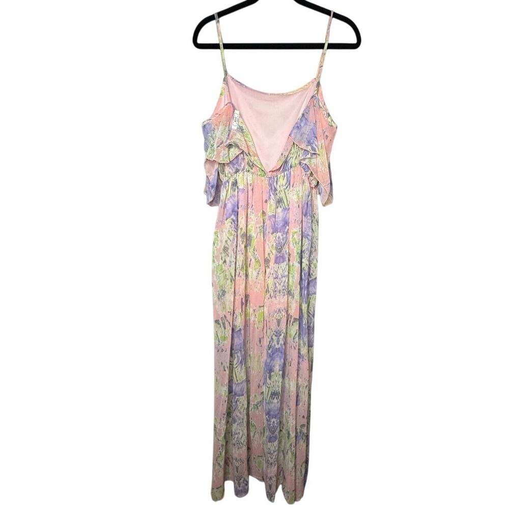 EZRA TIERED MAXI DRESS PINK PURPLE GREEN BOHO STYLE SIZE L - Picture 3 of 6